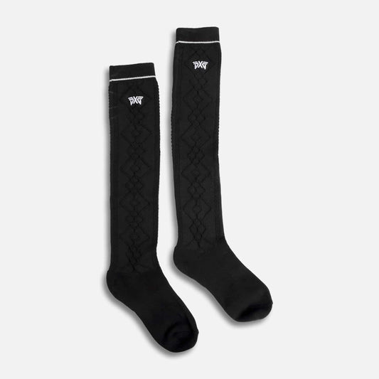 Women's Jacquard Knee Socks - Black - PXG