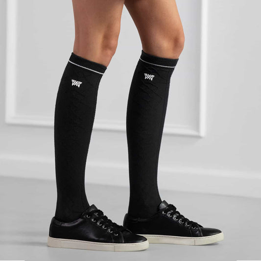 Women's Jacquard Knee Socks - Black - PXG