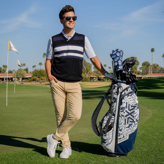 Men's V-Neck Color Block Knitted Vest - PXG