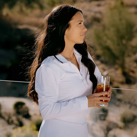 Women's Terry Cloth 1/4 Zip Long Sleeve Polo - PXG